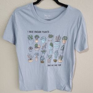 Zoe + Liv Plant Shirt size M blue tshirt top